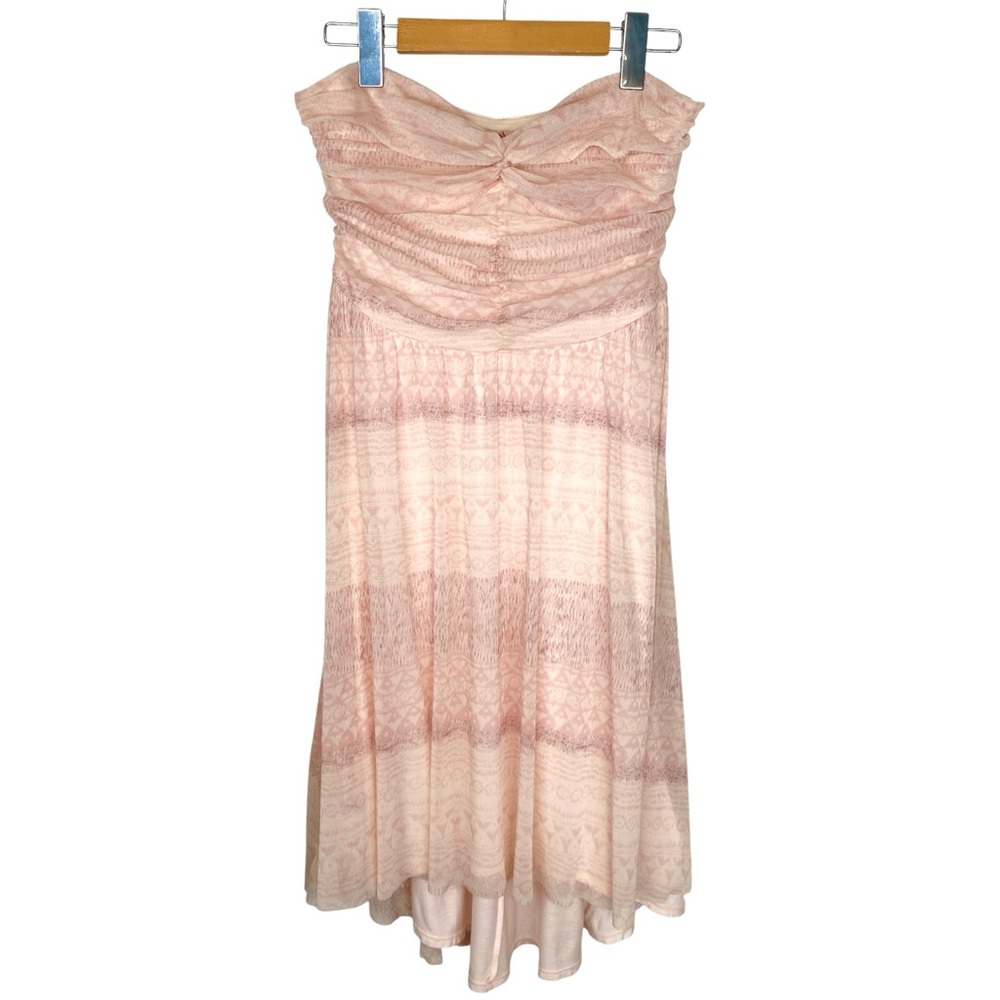 FREE PEOPLE 'ruched" high low mini dress size: L - Picture 2 of 4